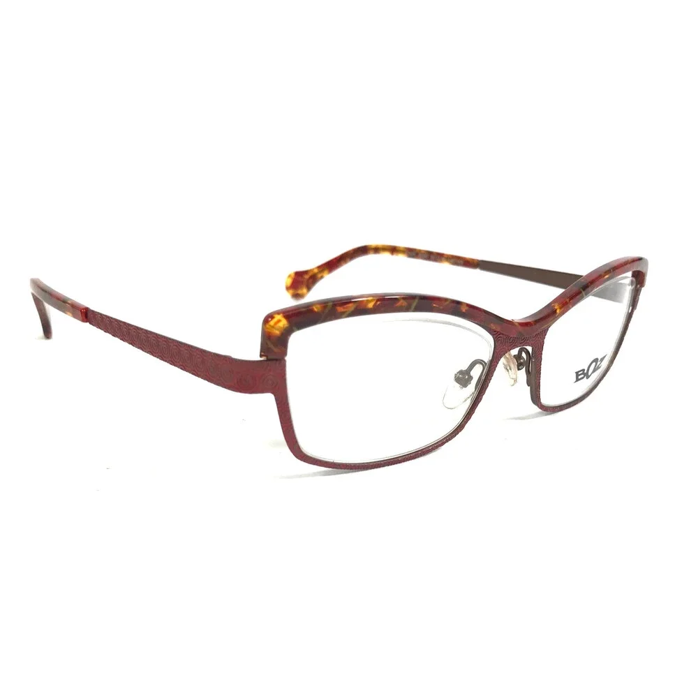 BOZ Eyeglasses Frames ZOUK 8090 Brown Red Cat Eye Semi Rim 52-18-140